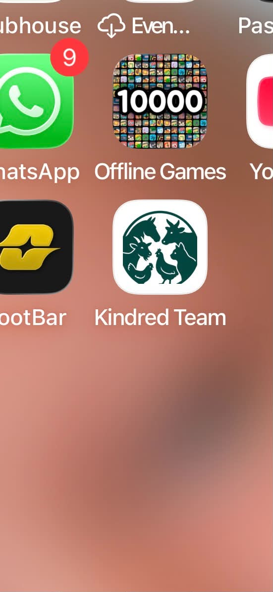 The Kindred Team app installed on a volunteer phone
